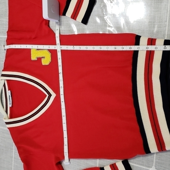 JIL Sander’s Wool Varsity Sweater, Color Red, Size 38 - Picture 16 of 17